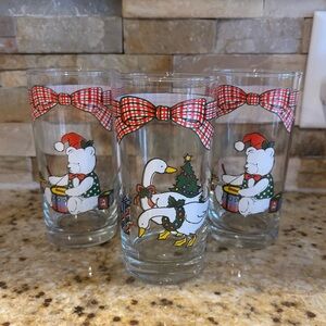 Vintage Anchor Hocking Christmas Glasses - set of 3